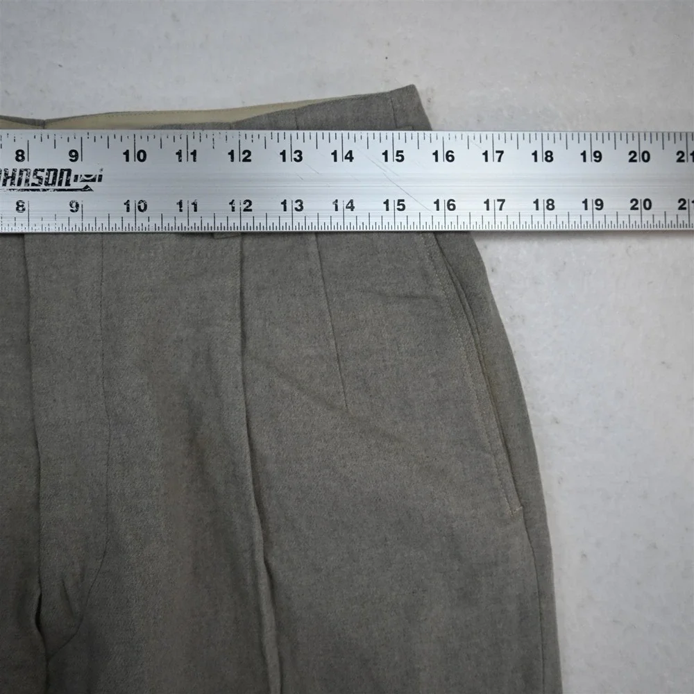 Vtg 1940s 1950s 30x32 Gray Flannel Wool High Waist Pleated‎ Baggy Dress Pants